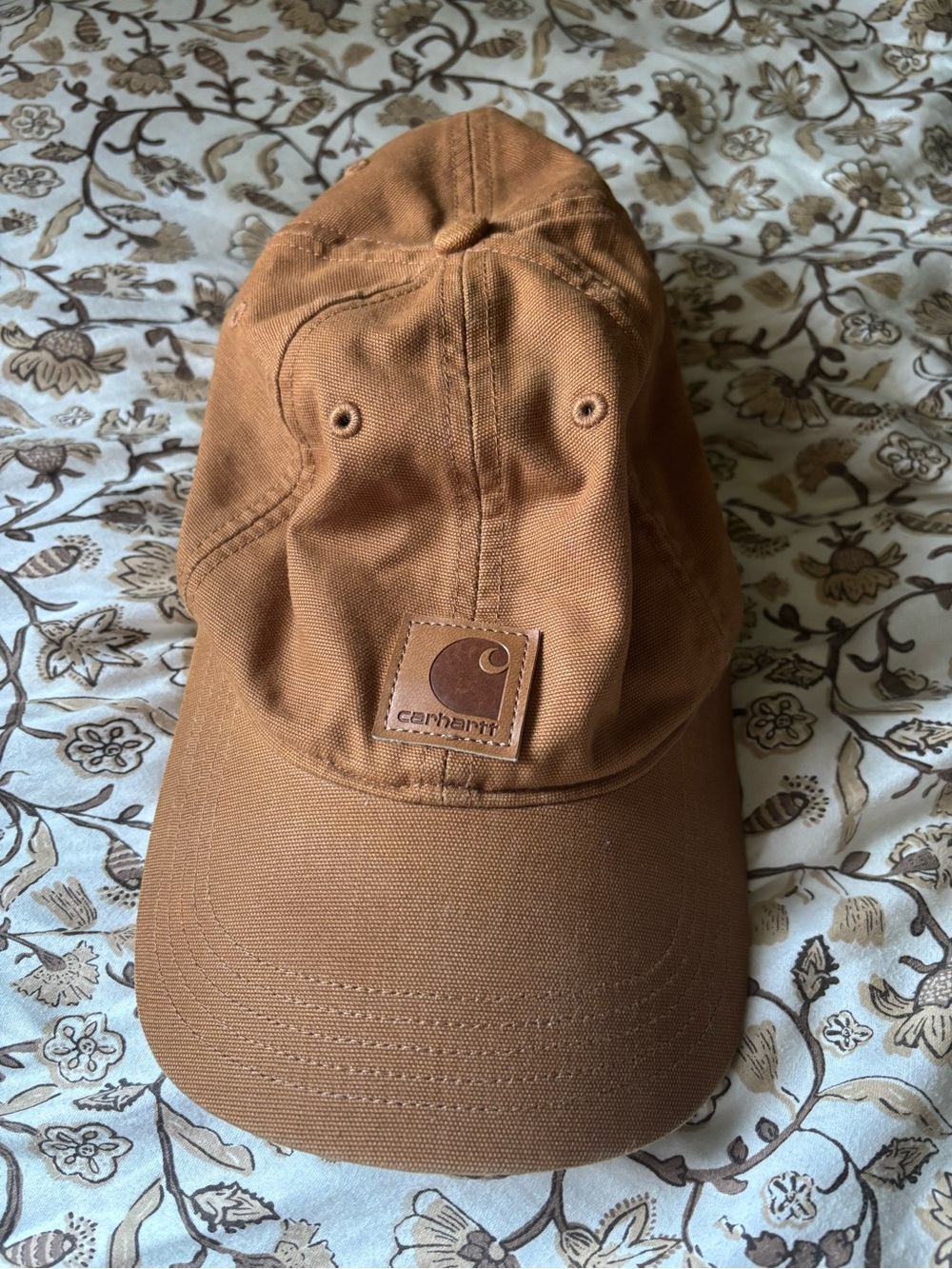 Carhartt Tan Brown Duck Canvas Cap with Logo Patch